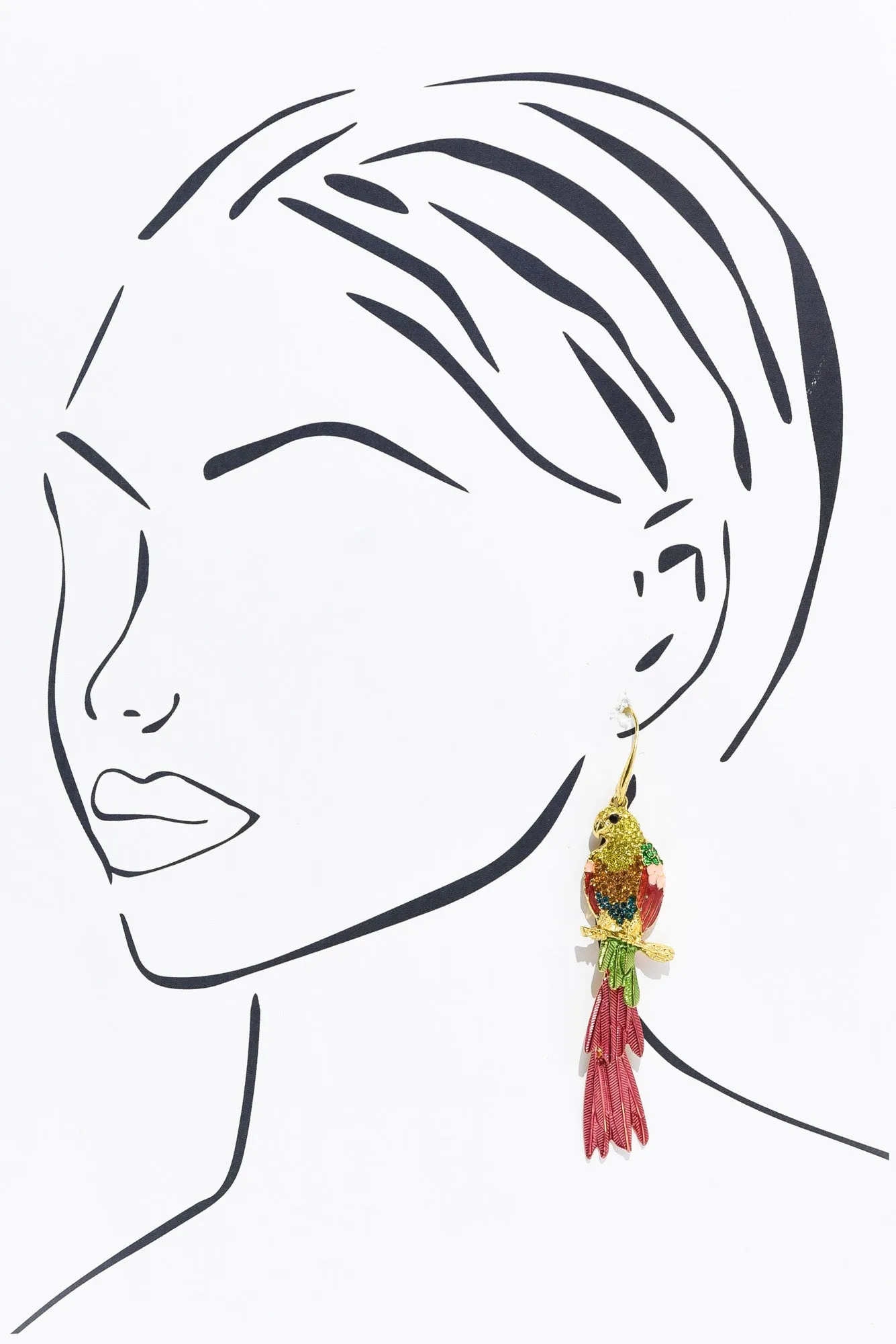 Theron Pink Parrot Crystal Earrings sold by Blue Bungalow product image thumbnail 2