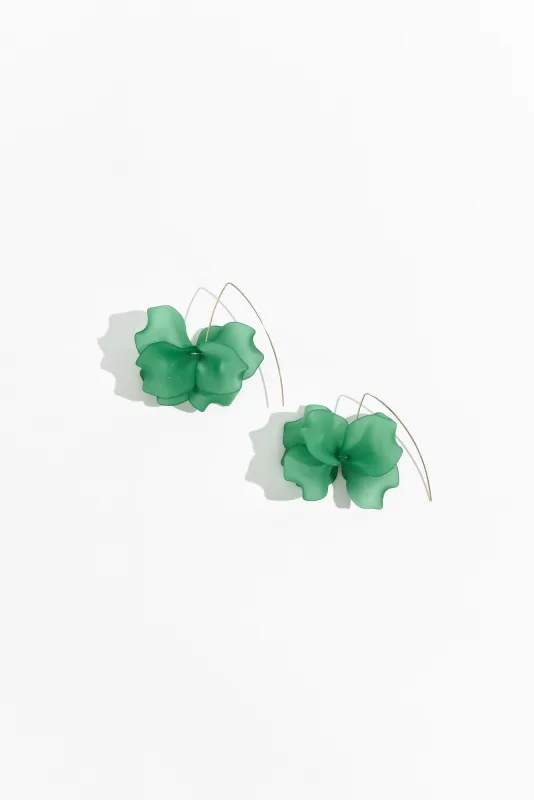 Dorcas Green Petal Resin Hook Earrings sold by Blue Bungalow