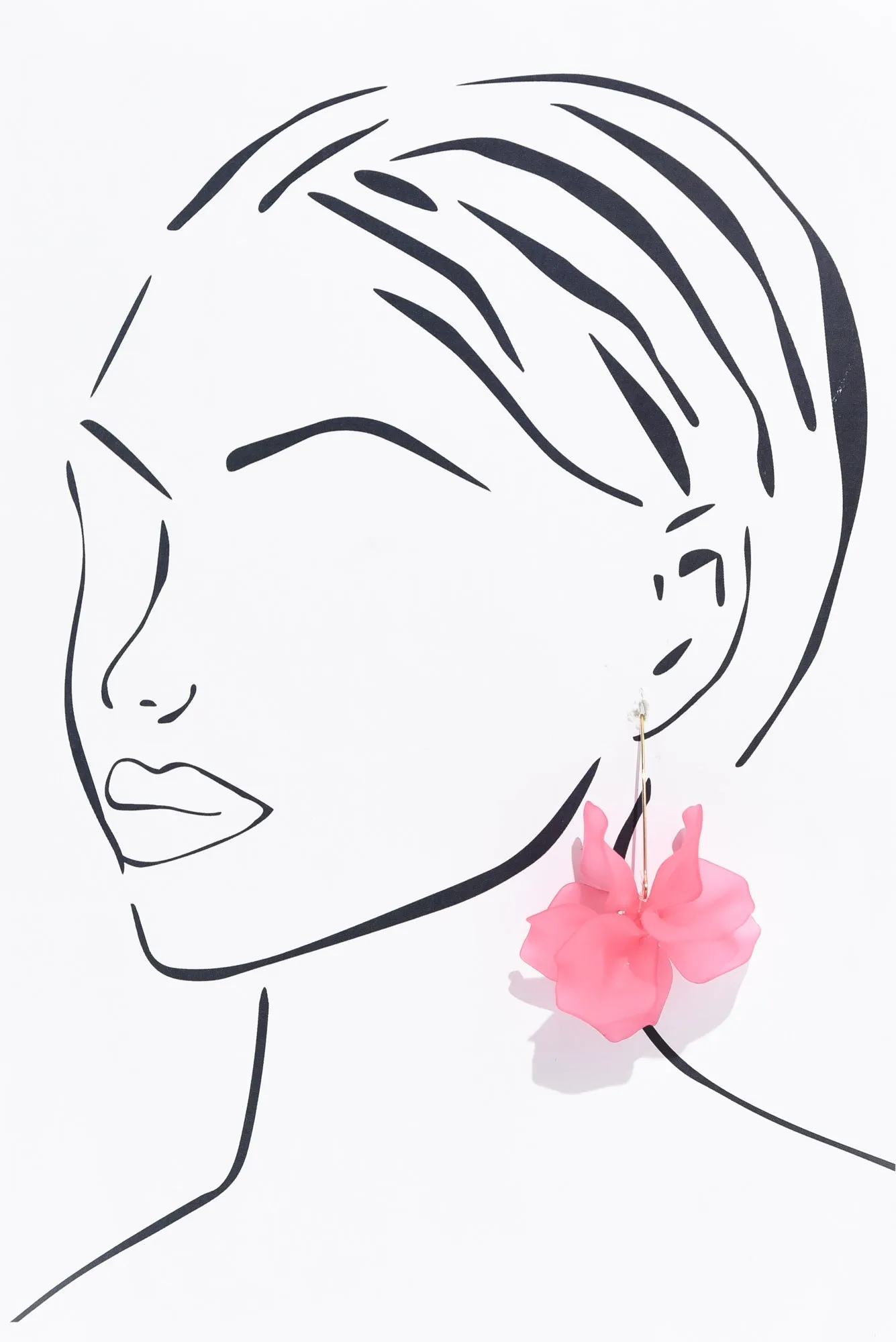Dorcas Pink Petal Resin Hook Earrings sold by Blue Bungalow product image thumbnail 2