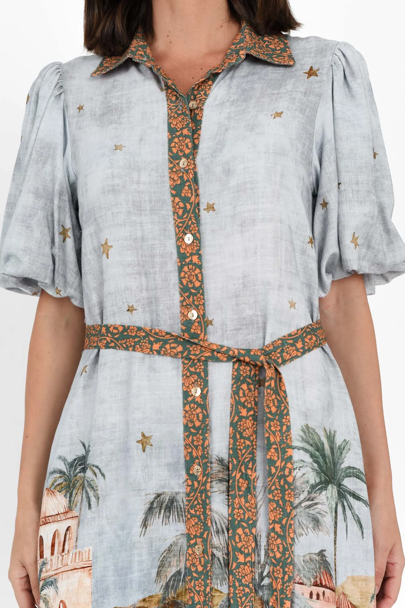 Piper Blue Palm Shirt Dress sold by Blue Bungalow product image thumbnail 5