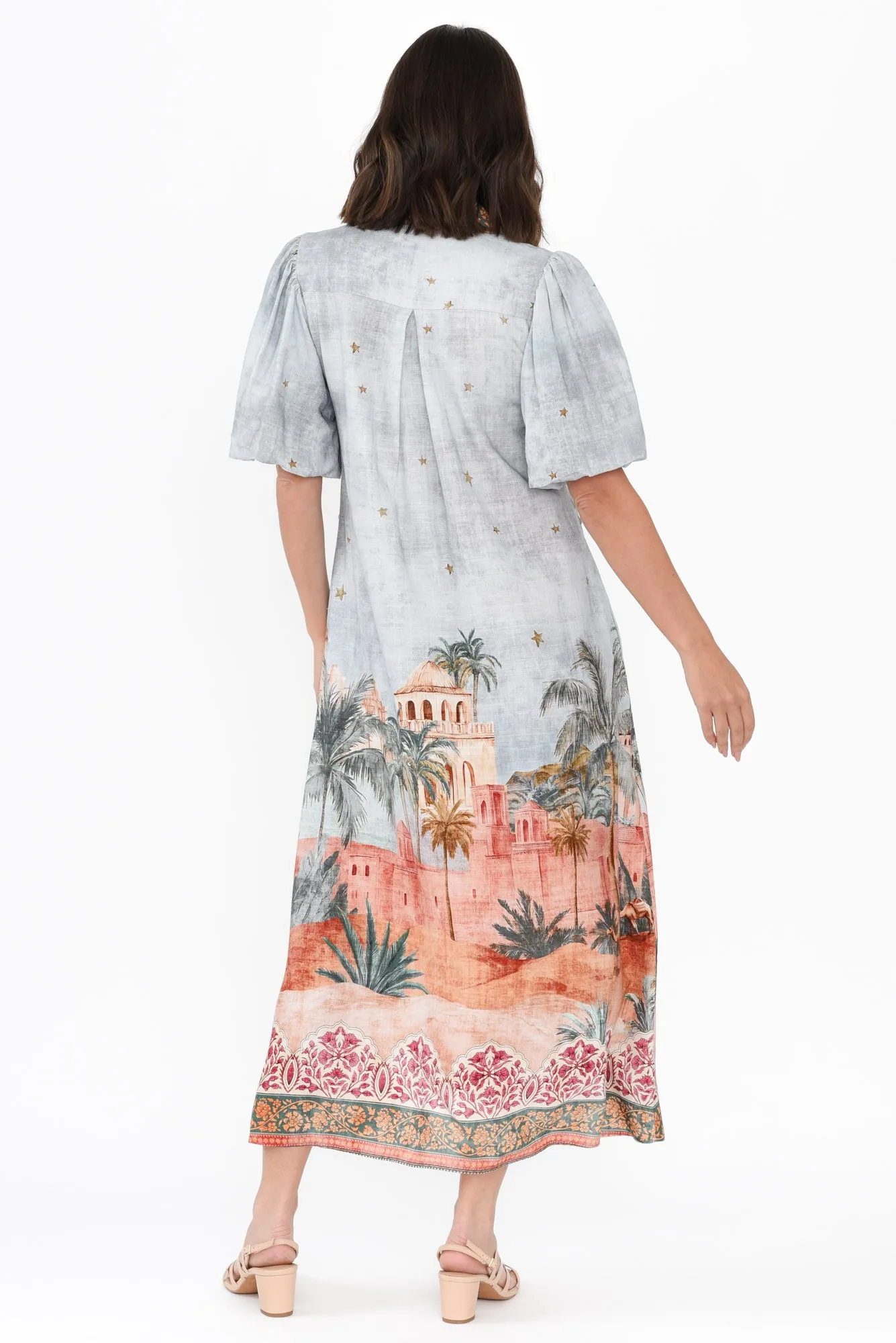 Piper Blue Palm Shirt Dress sold by Blue Bungalow product image thumbnail 4