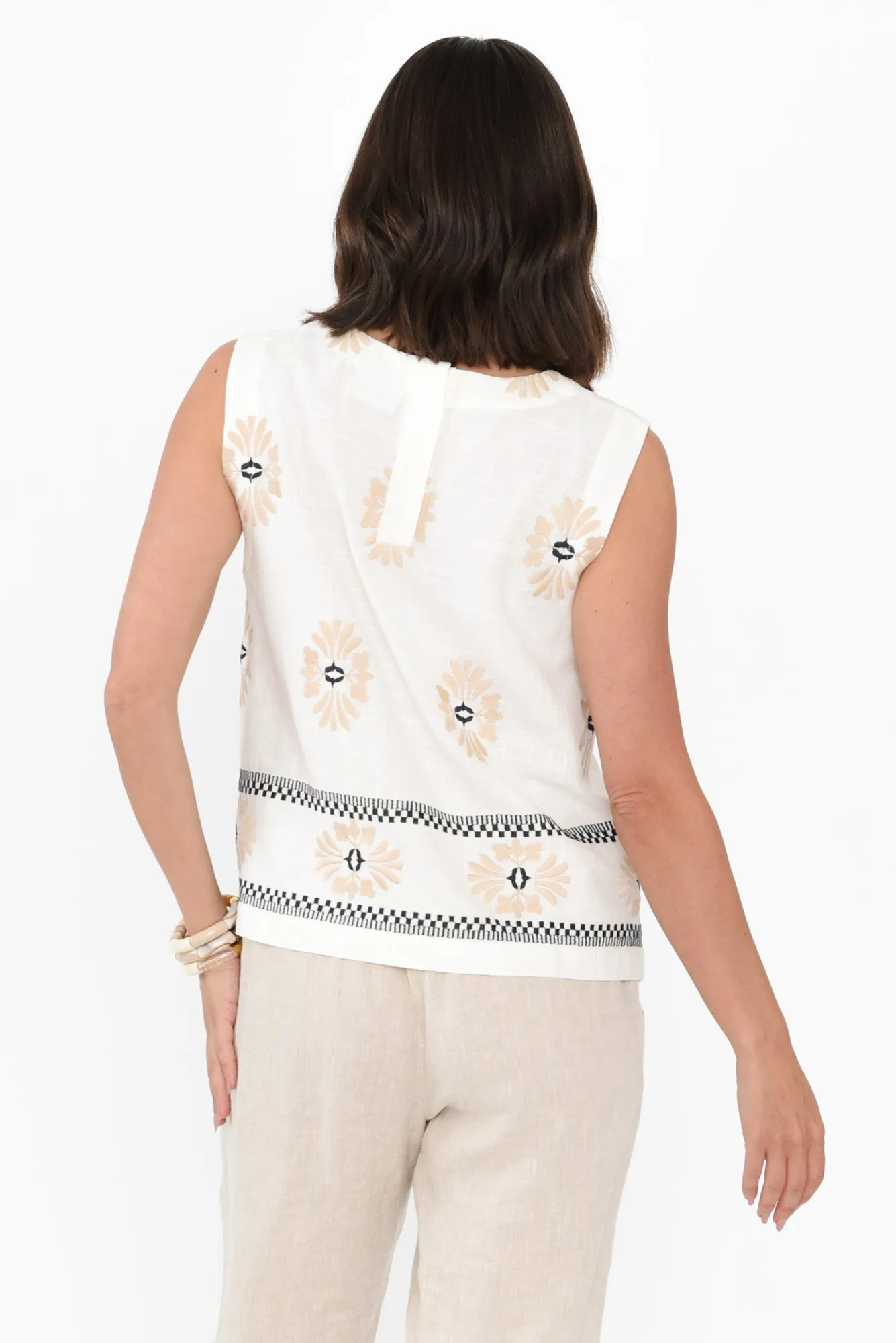 Nerissa Cream Mosaic Embroidered Tank sold by Blue Bungalow product image thumbnail 4