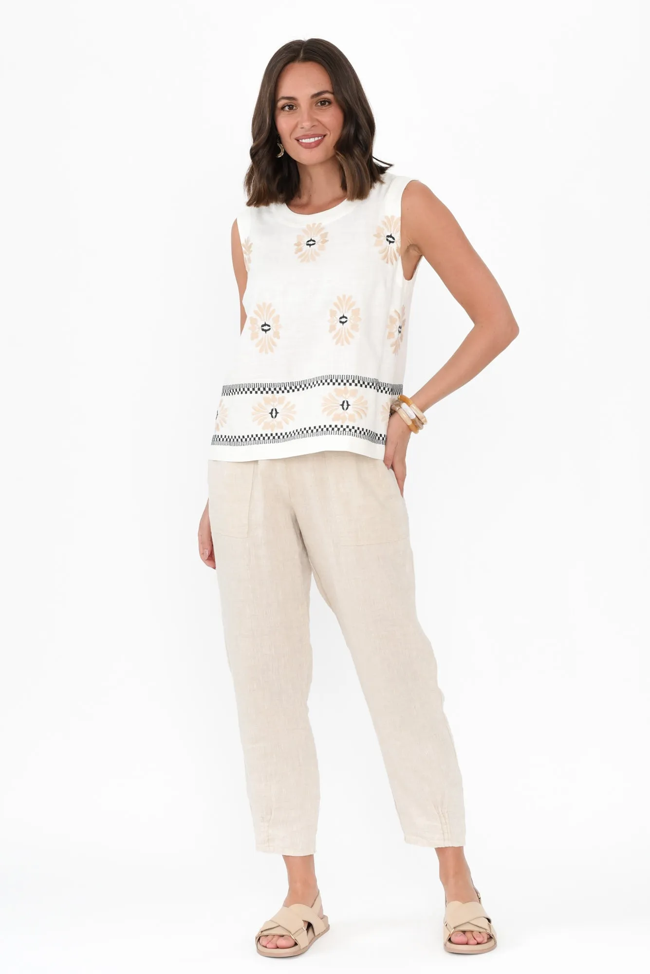 Nerissa Cream Mosaic Embroidered Tank sold by Blue Bungalow product image thumbnail 2