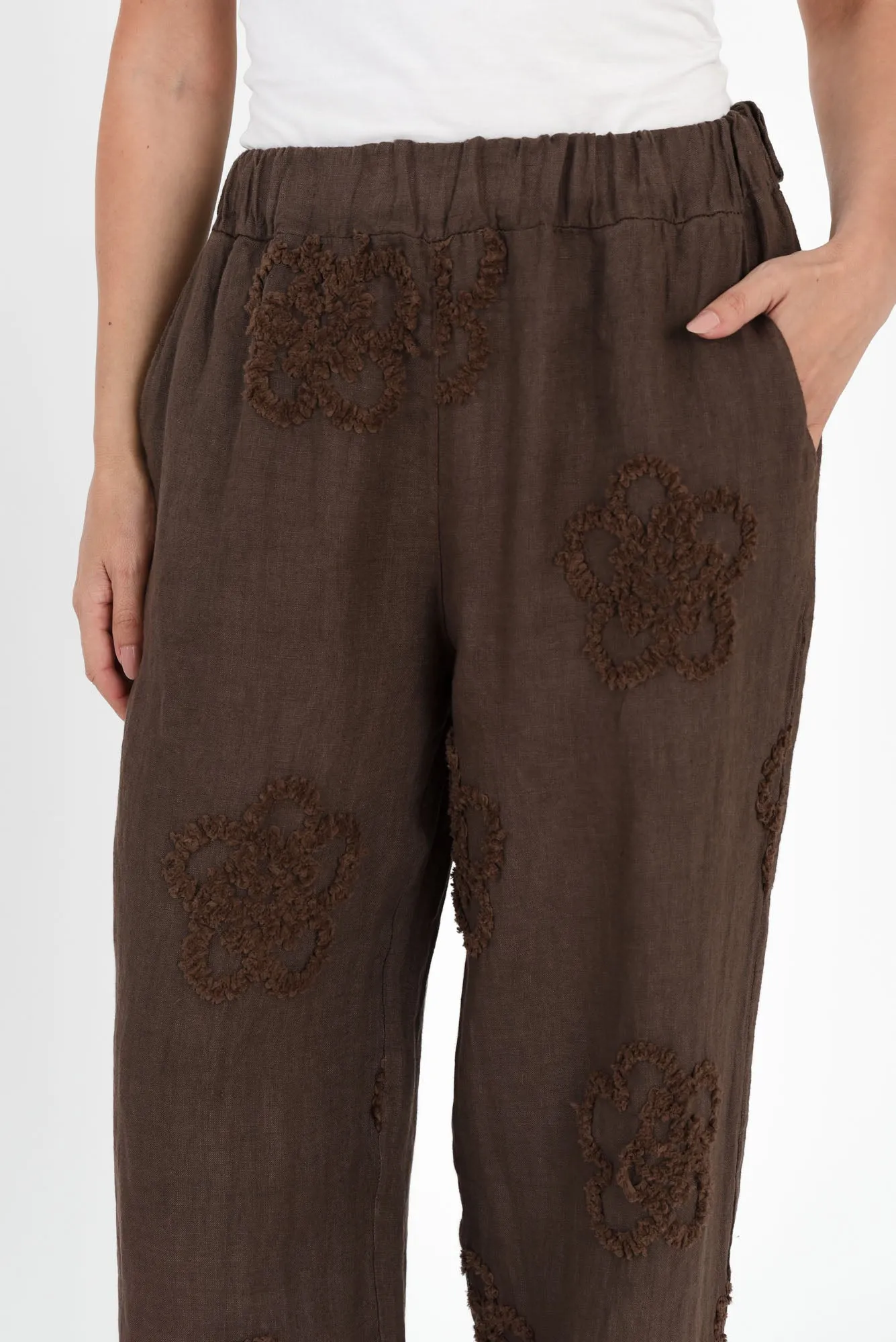 Mei Chocolate Flower Linen Pants sold by Blue Bungalow product image thumbnail 5