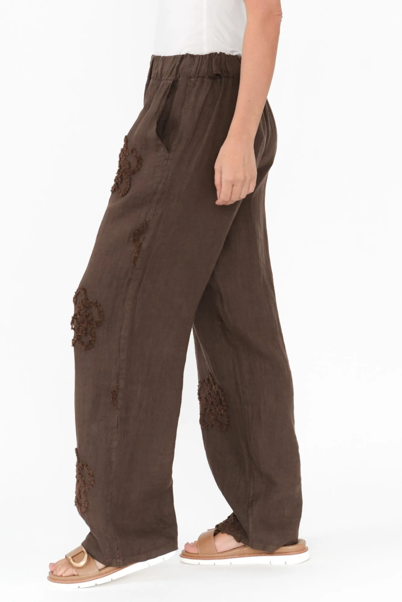 Mei Chocolate Flower Linen Pants sold by Blue Bungalow product image thumbnail 3