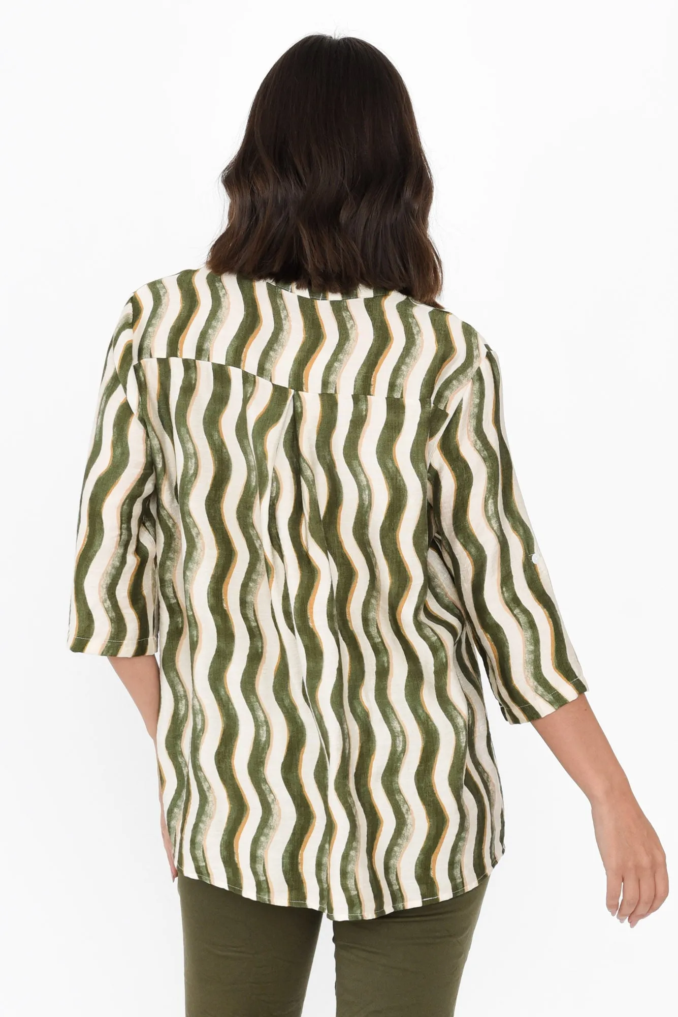 Neiman Khaki Swirl Pocket Blouse sold by Blue Bungalow product image thumbnail 4