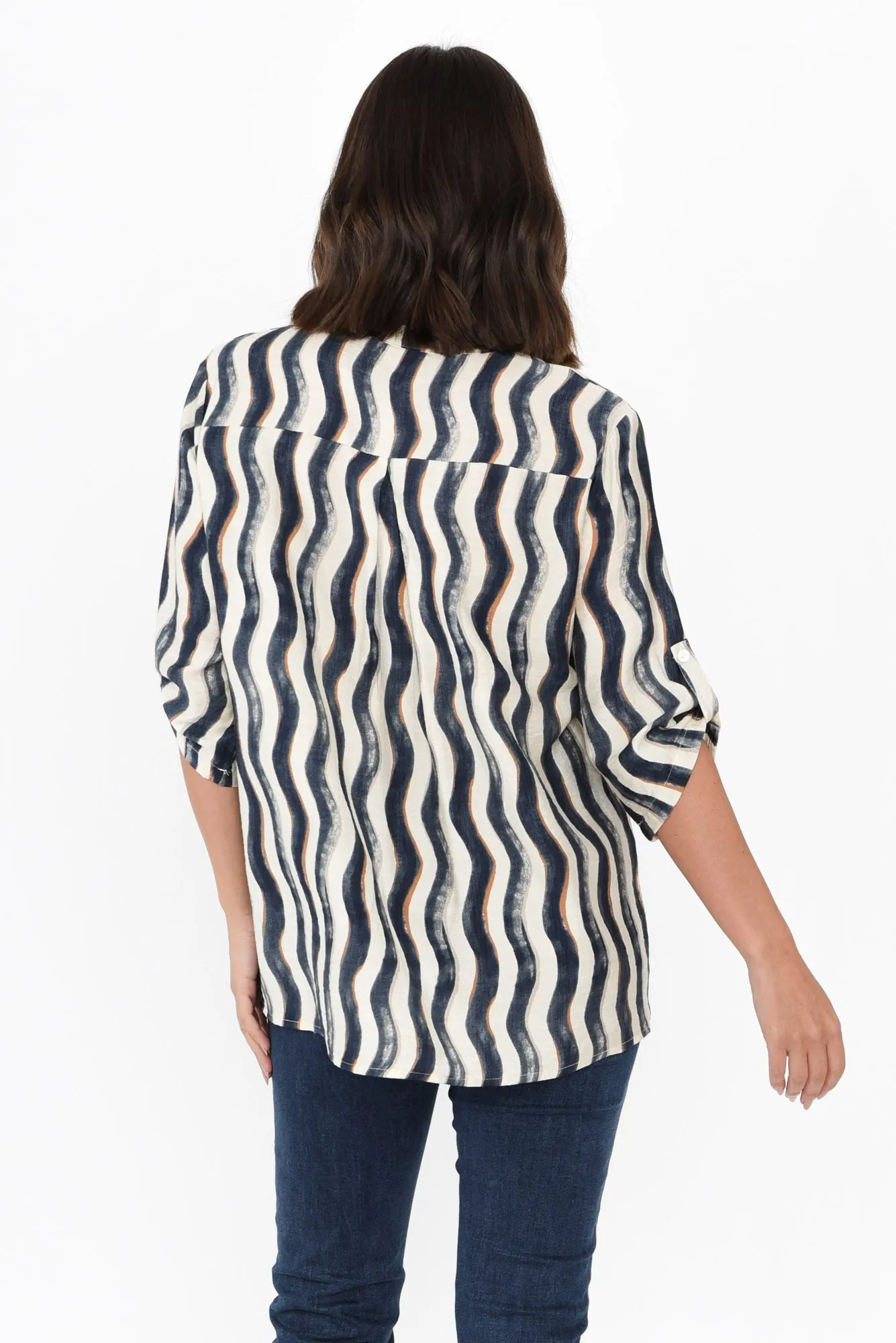 Neiman Navy Swirl Pocket Blouse sold by Blue Bungalow product image thumbnail 4