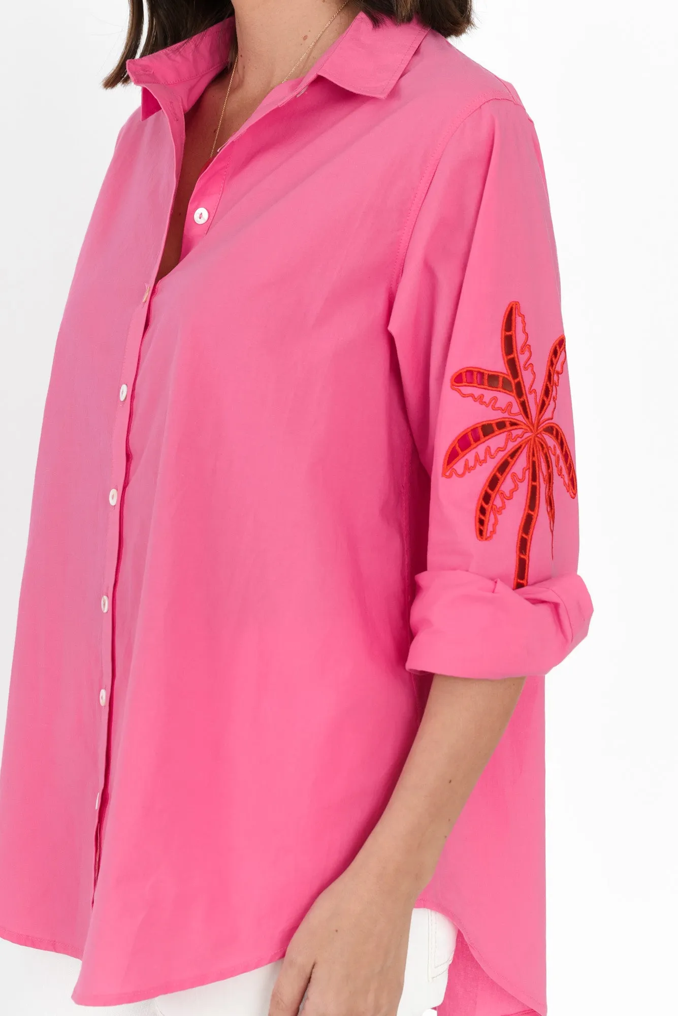 Briella Pink Palm Cotton Shirt sold by Blue Bungalow product image thumbnail 5