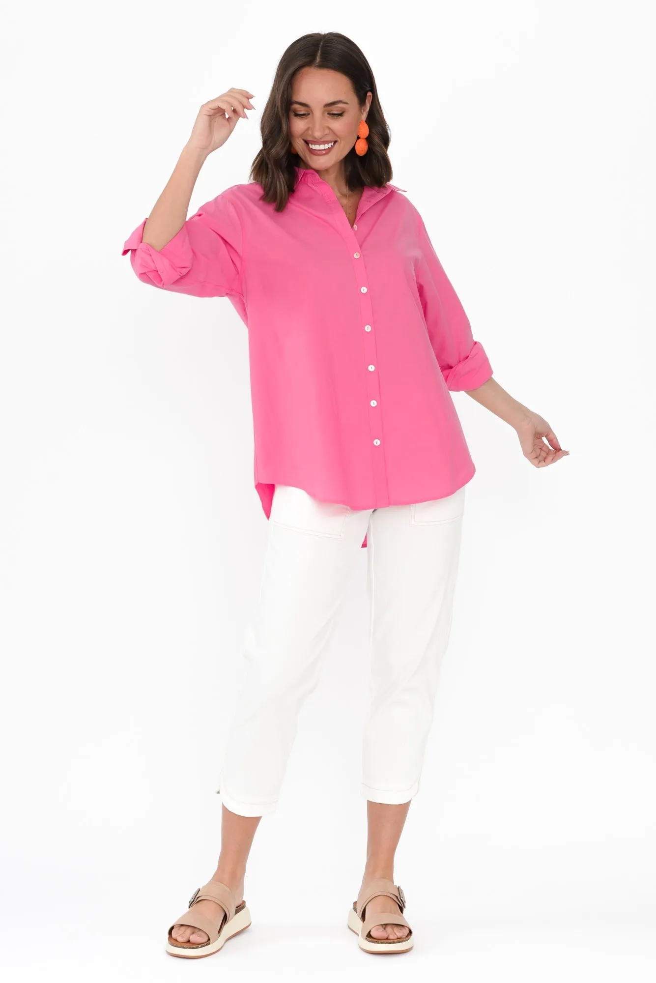 Briella Pink Palm Cotton Shirt sold by Blue Bungalow product image thumbnail 2