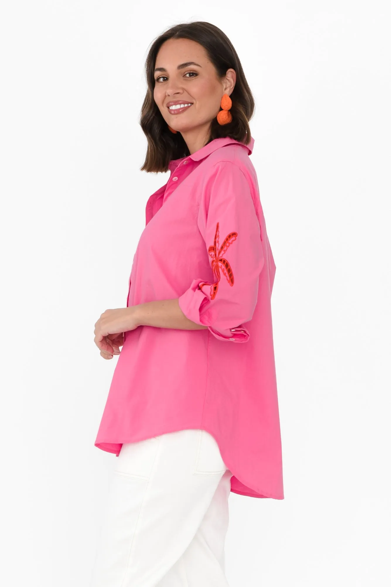 Briella Pink Palm Cotton Shirt sold by Blue Bungalow product image thumbnail 3