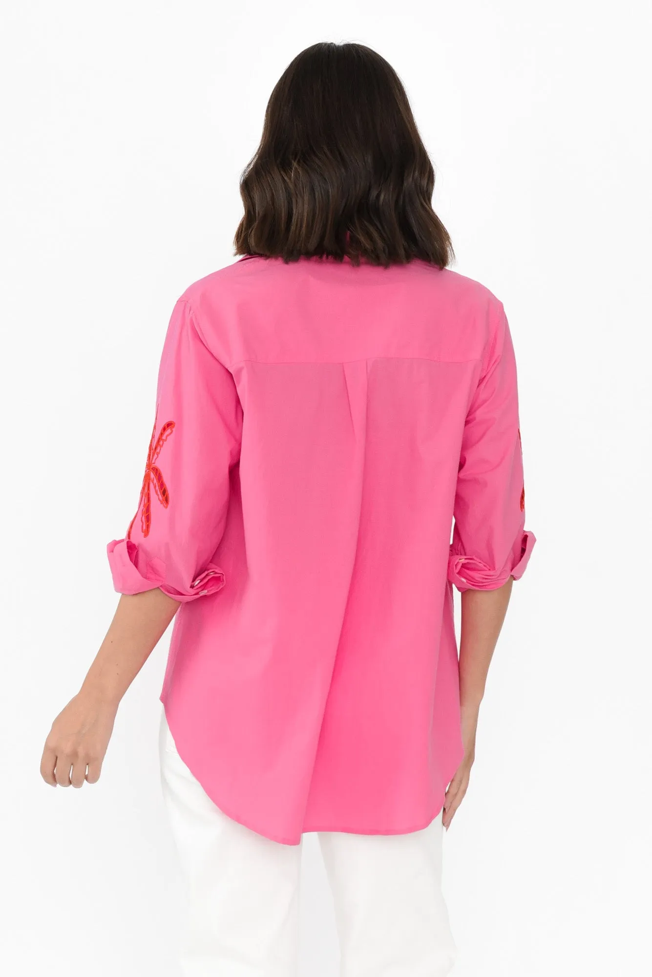 Briella Pink Palm Cotton Shirt sold by Blue Bungalow product image thumbnail 4