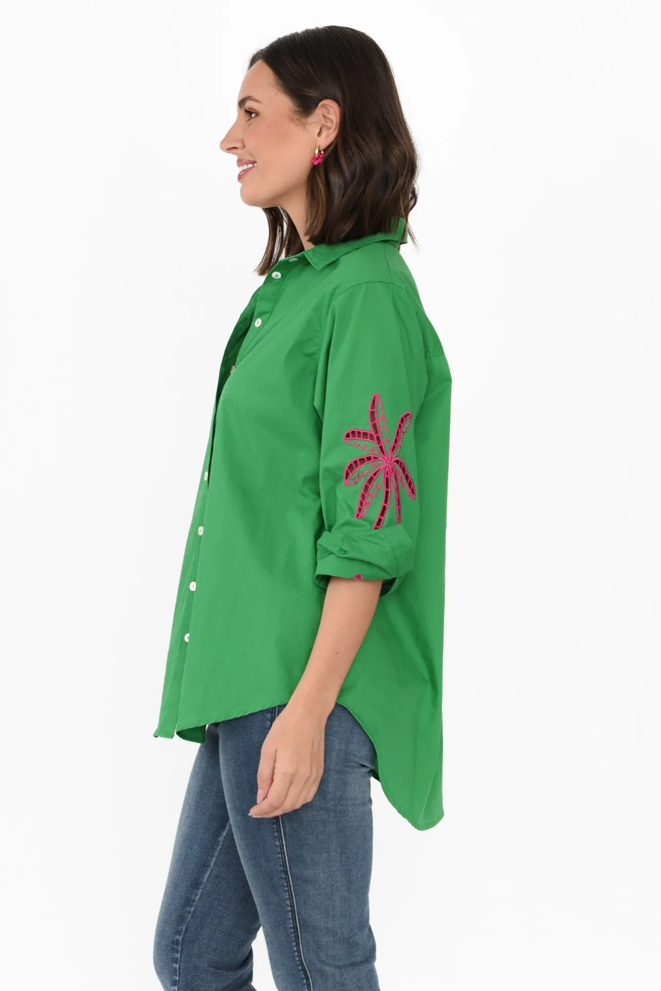Briella Green Palm Cotton Shirt sold by Blue Bungalow product image thumbnail 3