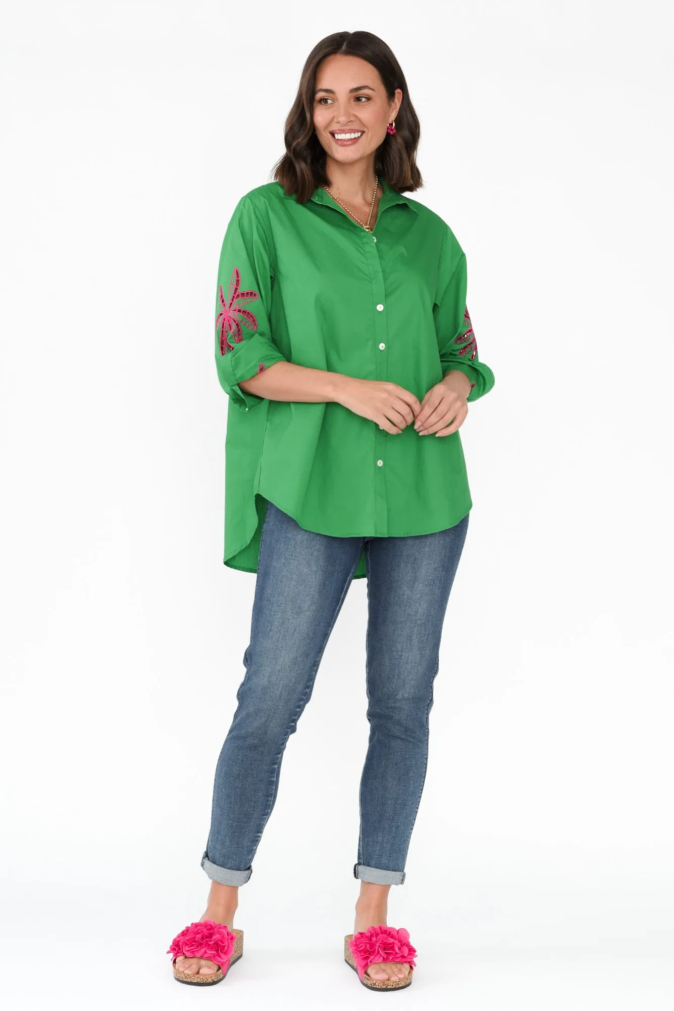 Briella Green Palm Cotton Shirt sold by Blue Bungalow product image thumbnail 2
