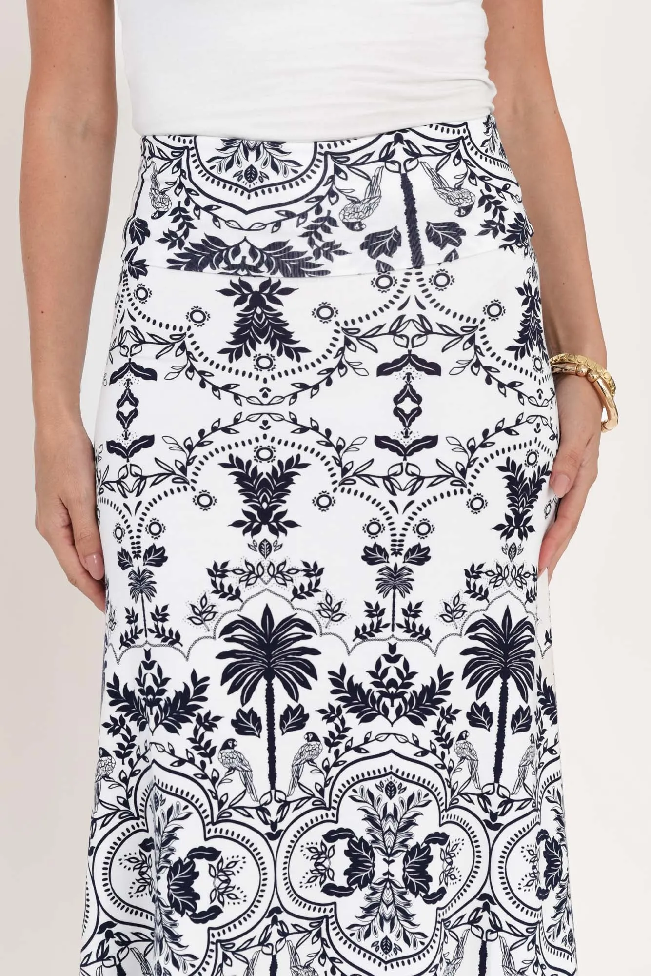 Jackson Blue Palm Bamboo Maxi Skirt sold by Blue Bungalow product image thumbnail 5