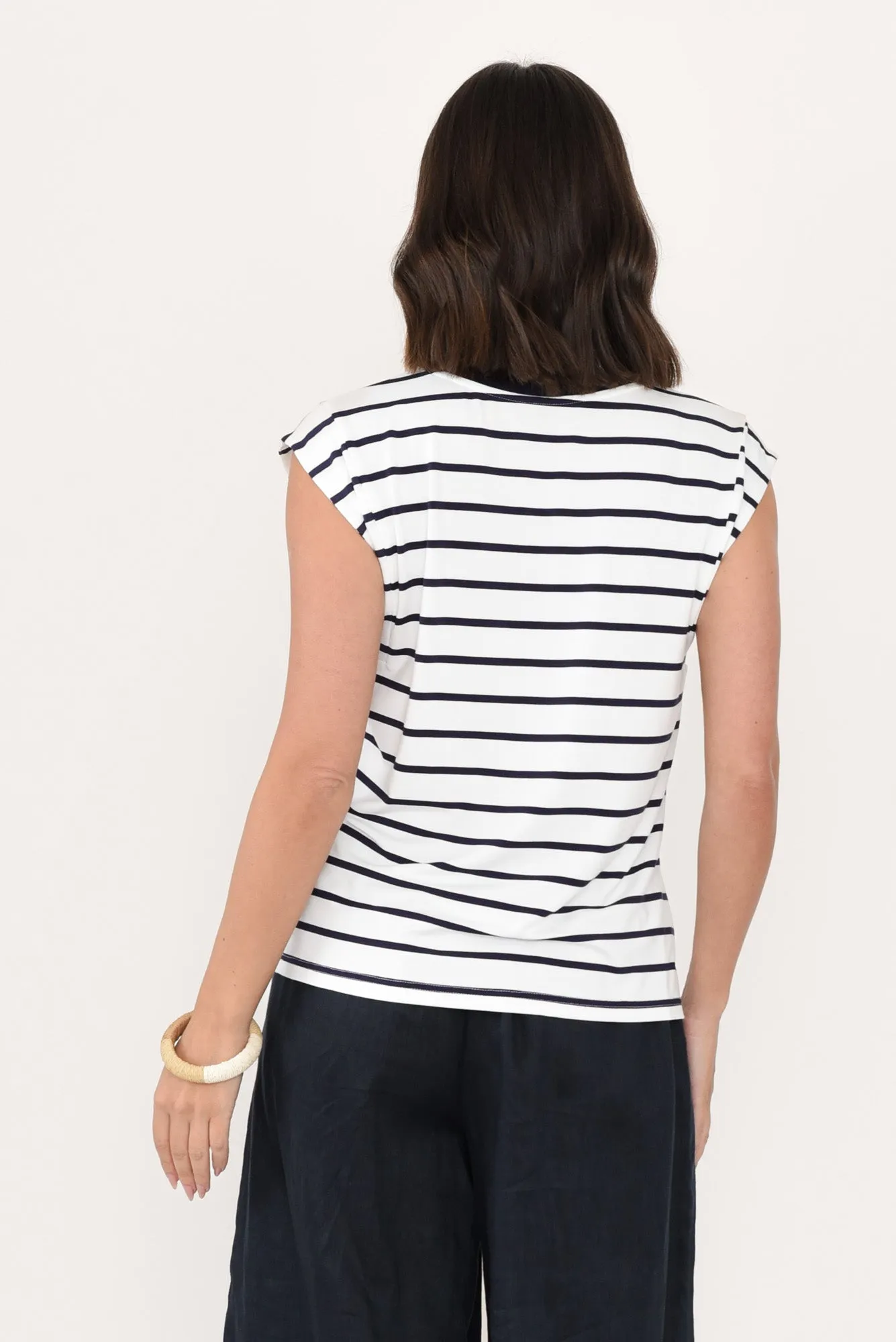 Diana Blue Stripe Bamboo Tee sold by Blue Bungalow product image thumbnail 4