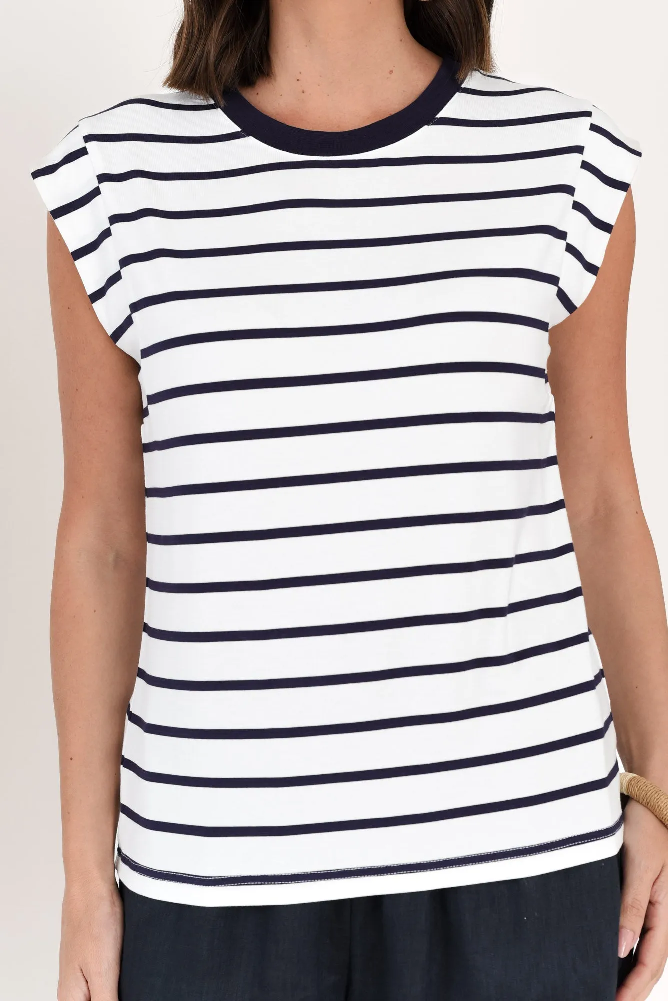 Diana Blue Stripe Bamboo Tee sold by Blue Bungalow product image thumbnail 5