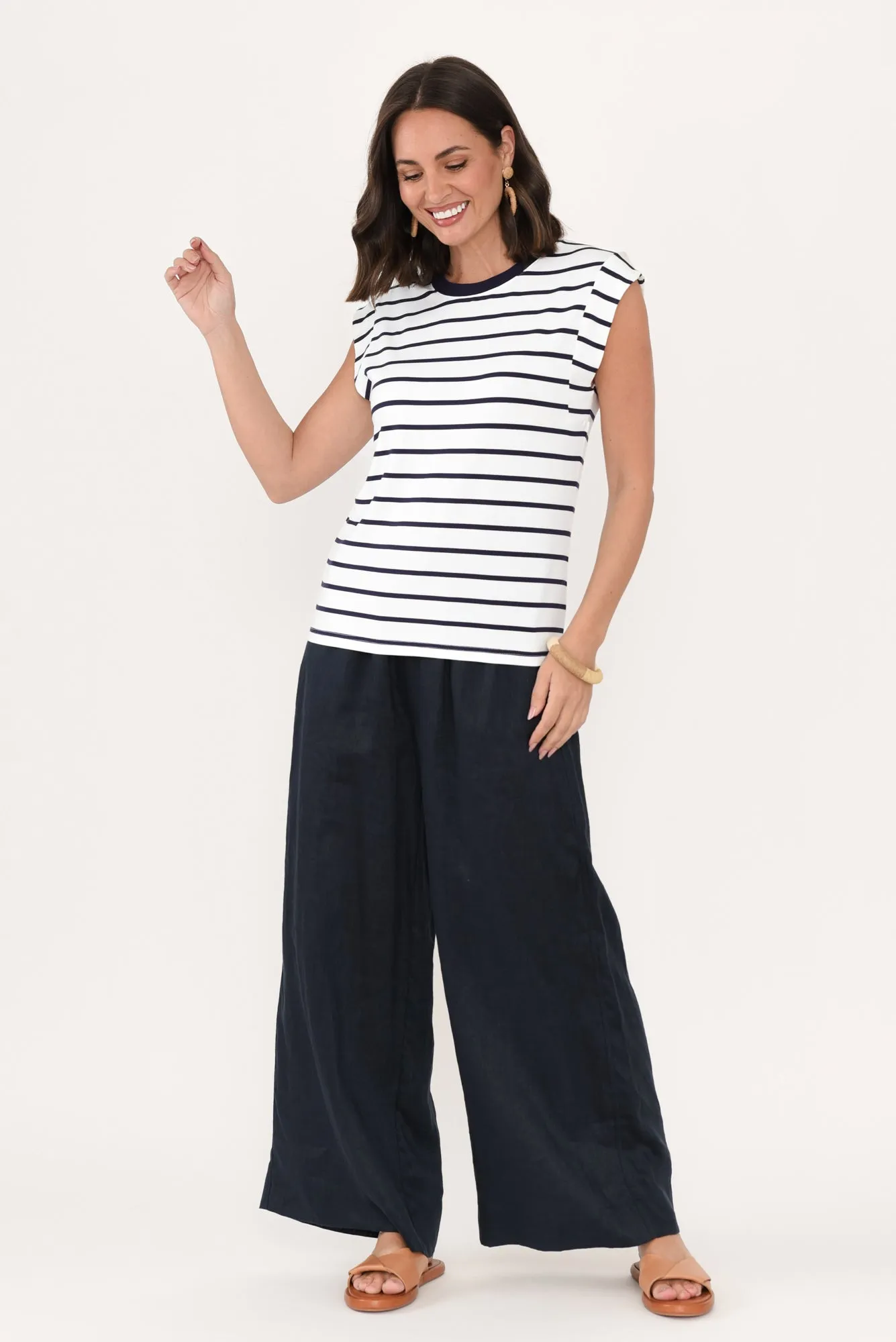 Diana Blue Stripe Bamboo Tee sold by Blue Bungalow product image thumbnail 2