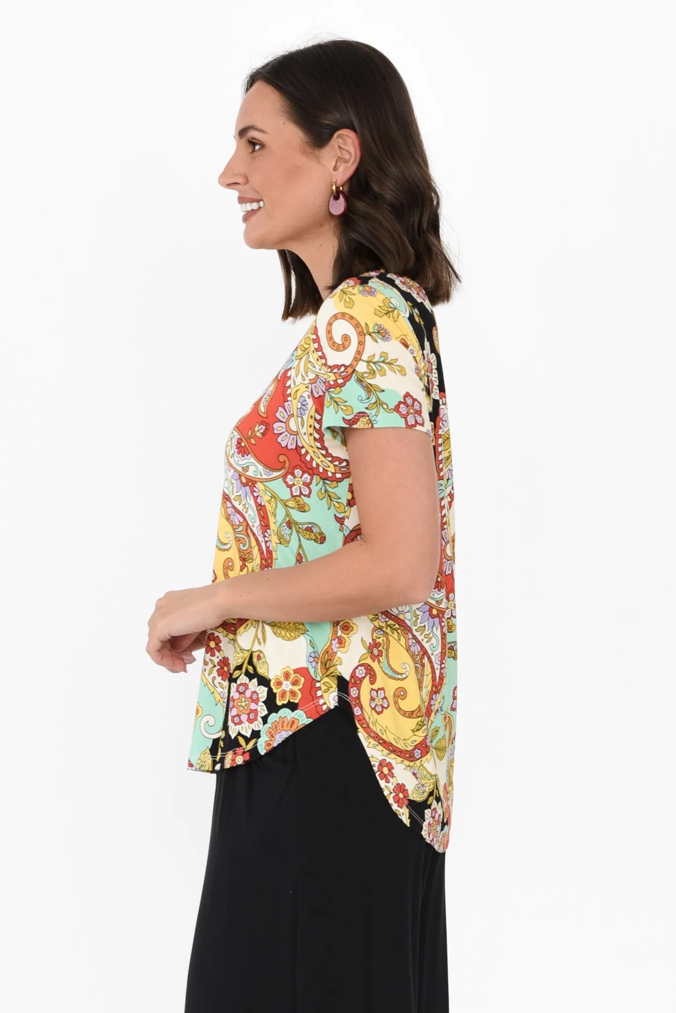 Janis Rust Paisley Bamboo Tee sold by Blue Bungalow product image thumbnail 3