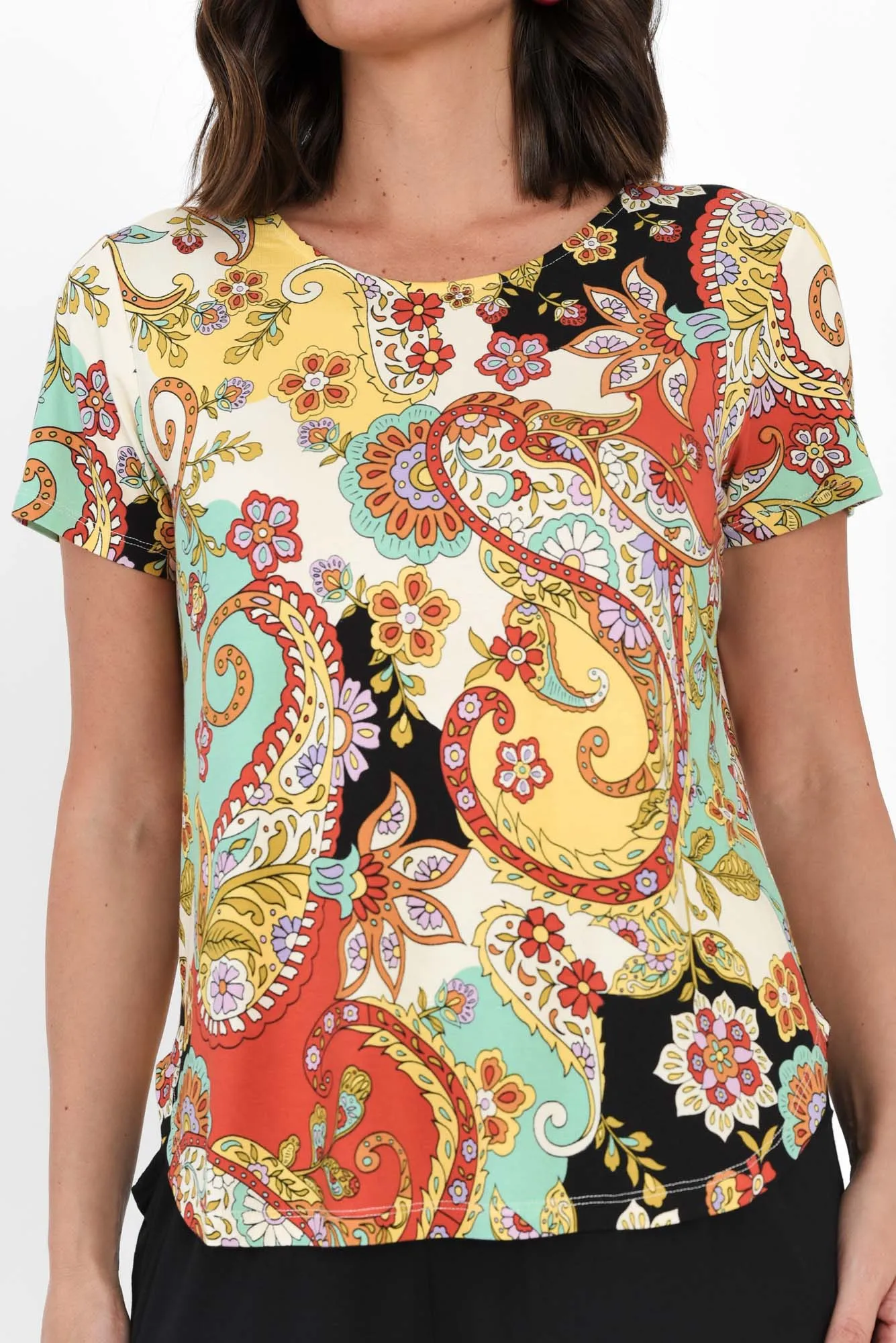 Janis Rust Paisley Bamboo Tee sold by Blue Bungalow product image thumbnail 5