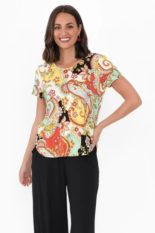 Janis Rust Paisley Bamboo Tee sold by Blue Bungalow