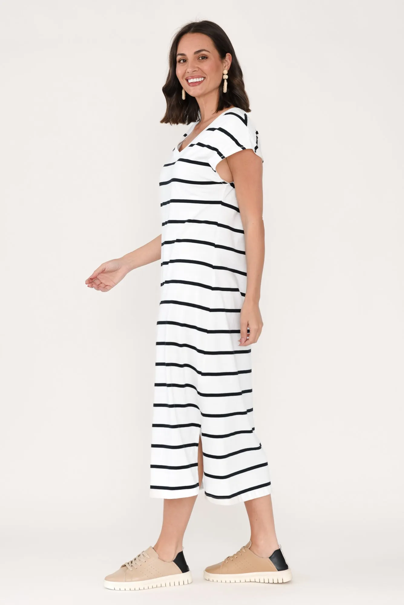 Casey White Stripe Cotton Tie Dress sold by Blue Bungalow product image thumbnail 3
