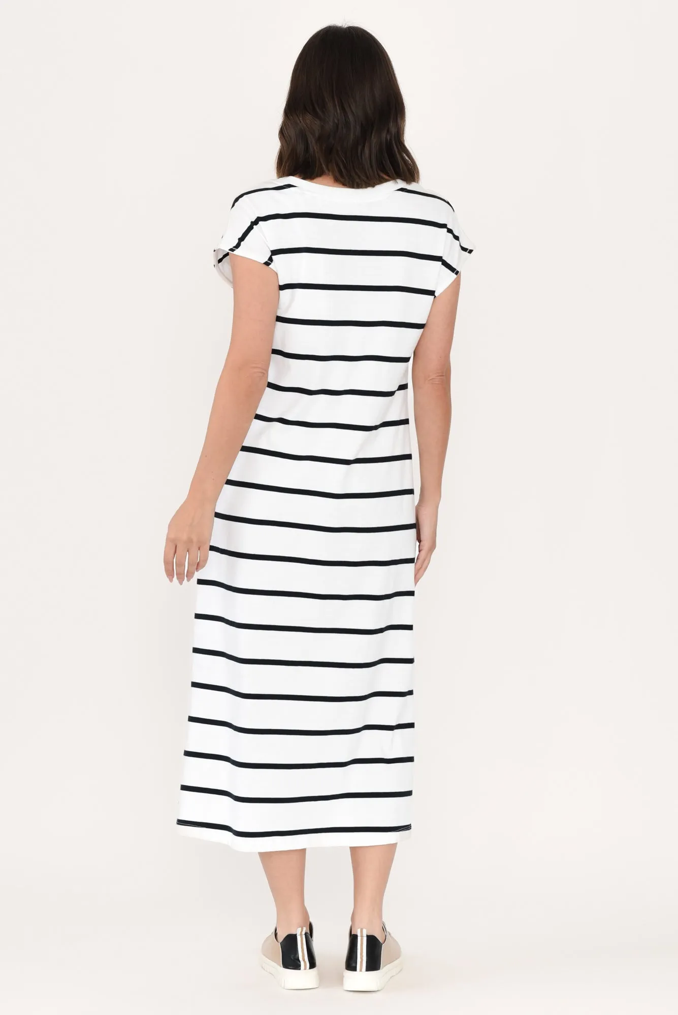 Casey White Stripe Cotton Tie Dress sold by Blue Bungalow product image thumbnail 4