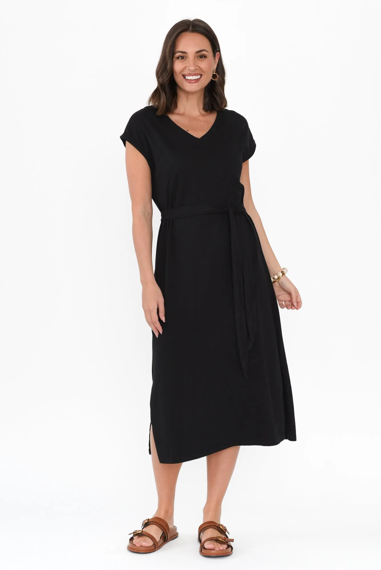 Casey Black Cotton Tie Dress sold by Blue Bungalow product image thumbnail 2