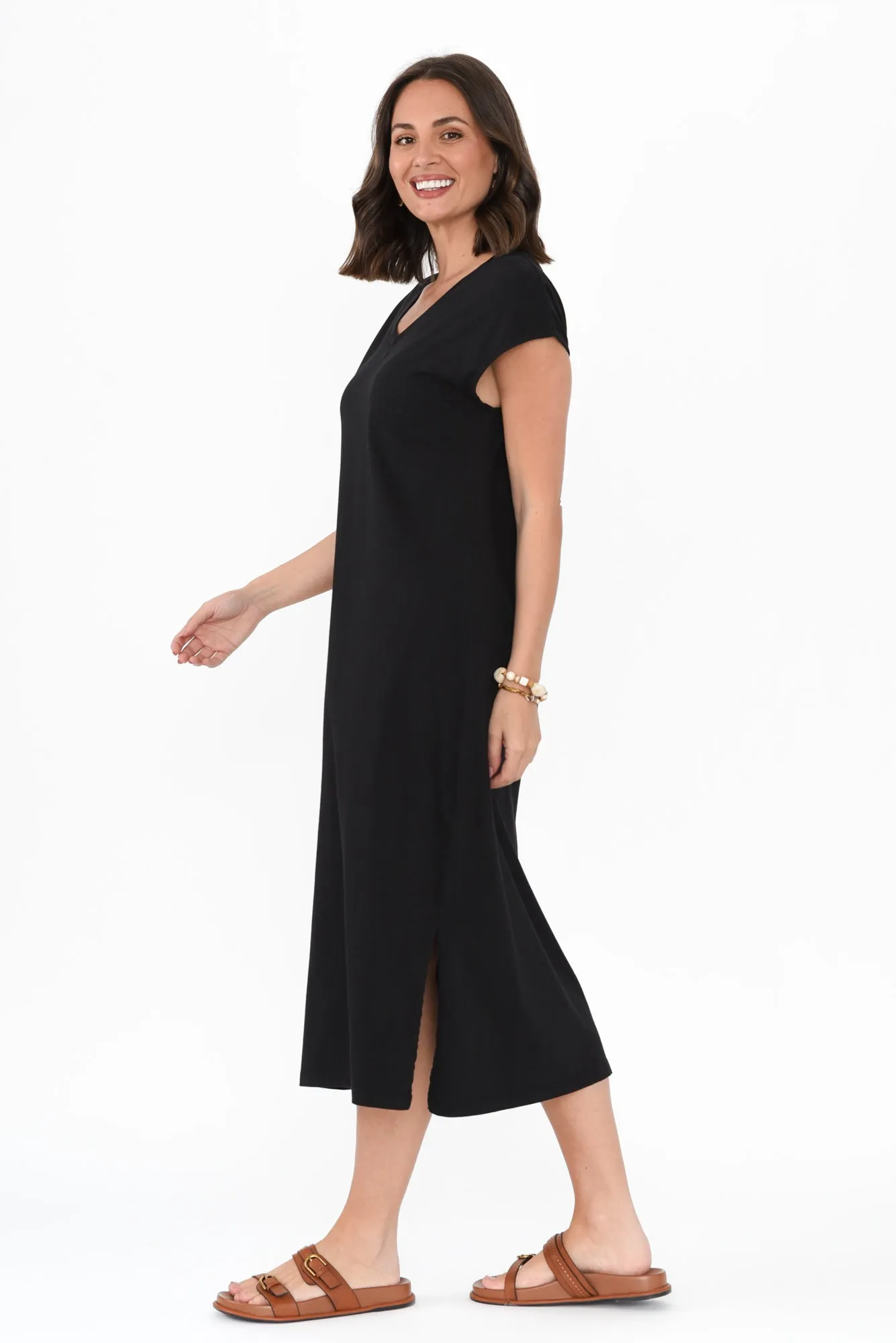 Casey Black Cotton Tie Dress sold by Blue Bungalow product image thumbnail 3