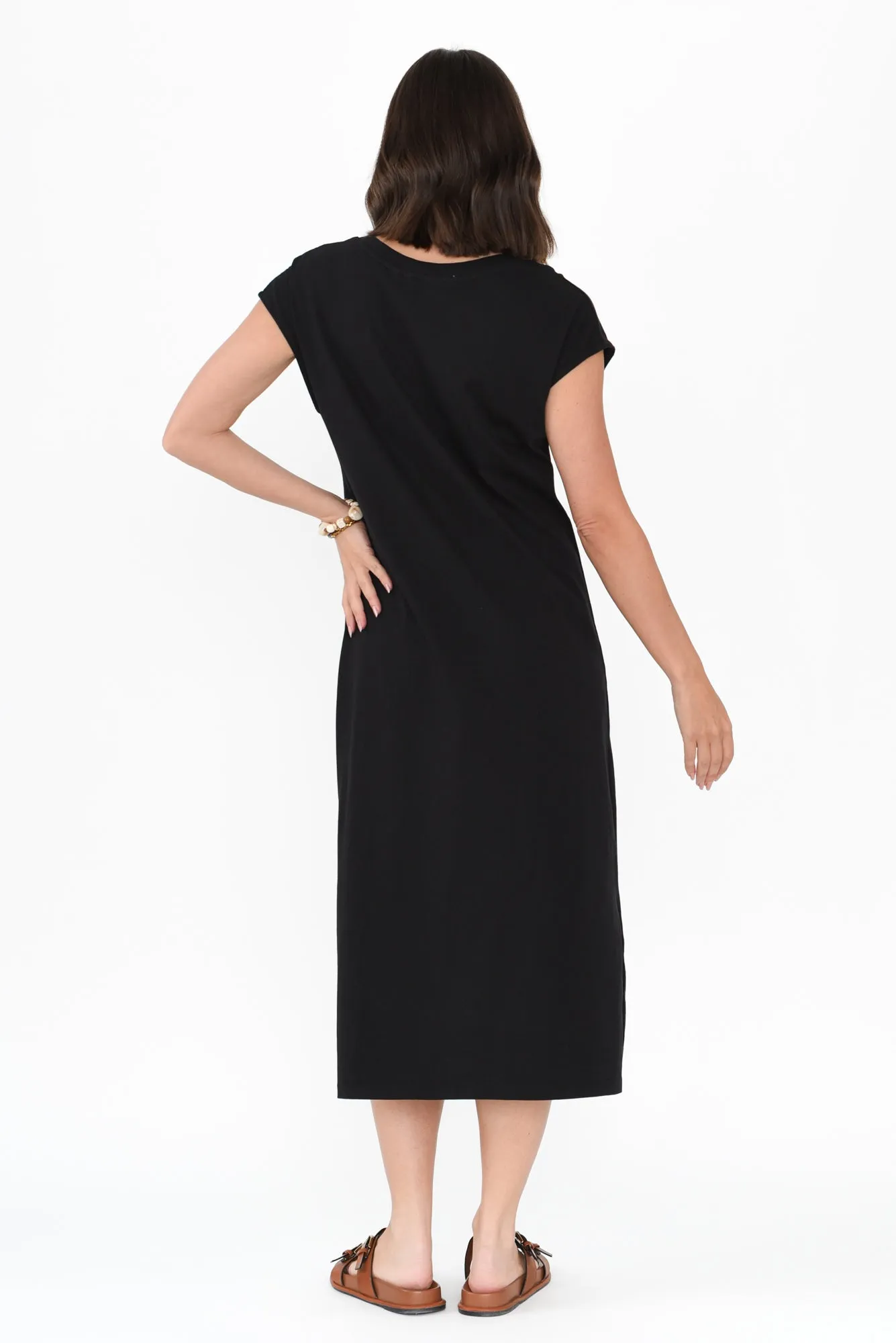 Casey Black Cotton Tie Dress sold by Blue Bungalow product image thumbnail 4
