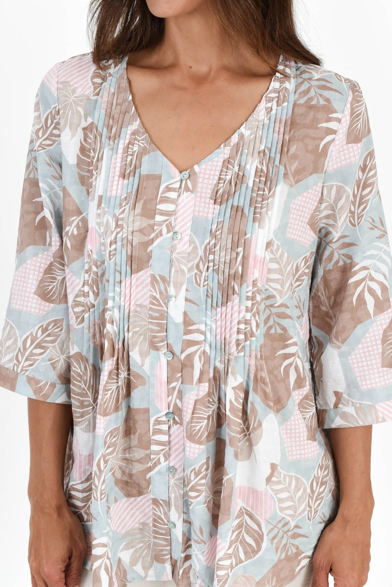 Allegra Mocha Garden Button Top sold by Blue Bungalow product image thumbnail 5