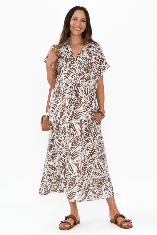Jacqueline Mocha Leaf Tie Dress sold by Blue Bungalow