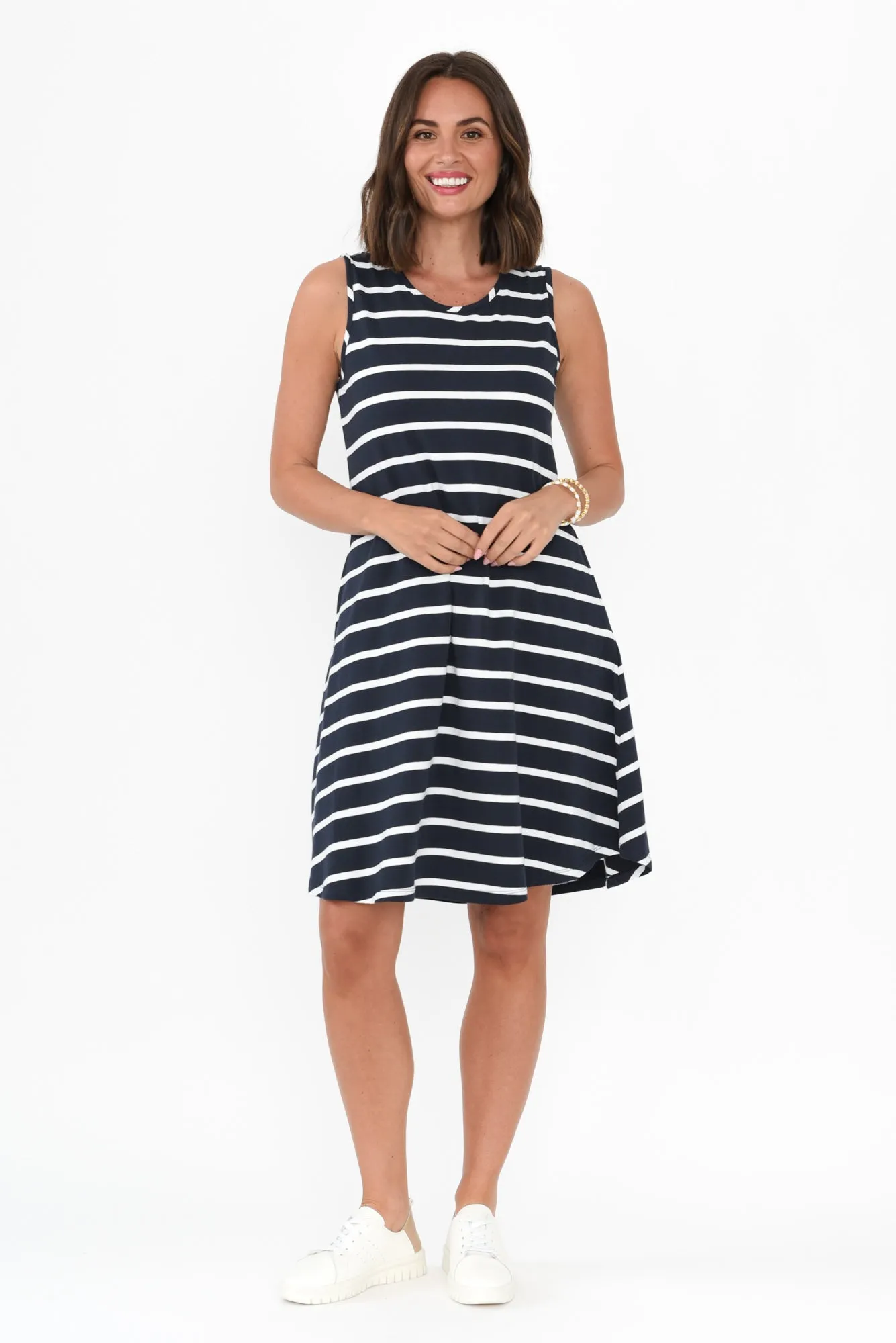 Roxanne Indigo Stripe Swing Dress sold by Blue Bungalow product image thumbnail 2