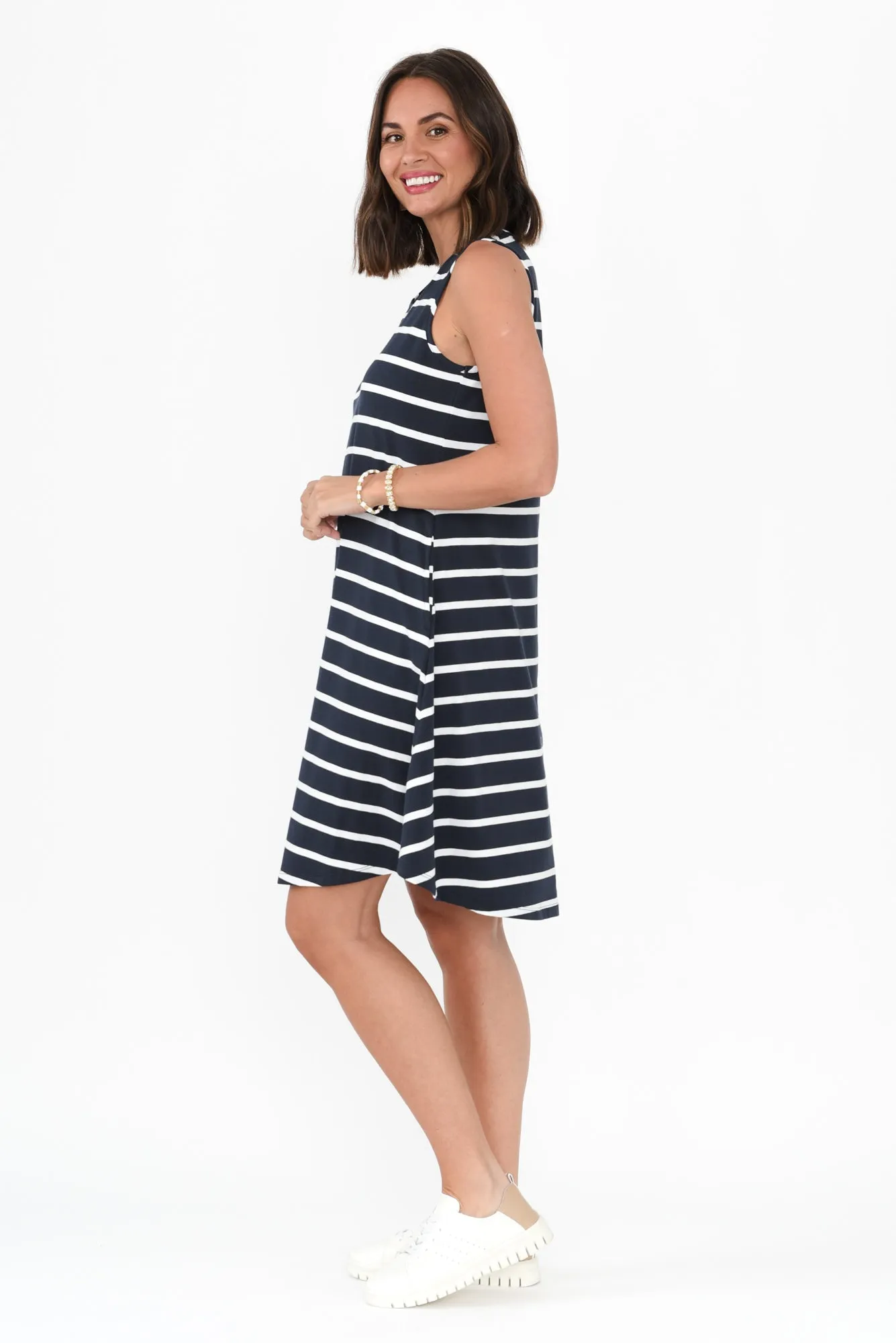 Roxanne Indigo Stripe Swing Dress sold by Blue Bungalow product image thumbnail 3