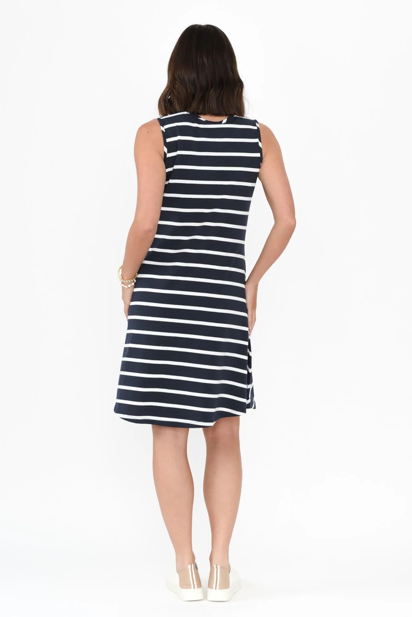 Roxanne Indigo Stripe Swing Dress sold by Blue Bungalow product image thumbnail 4