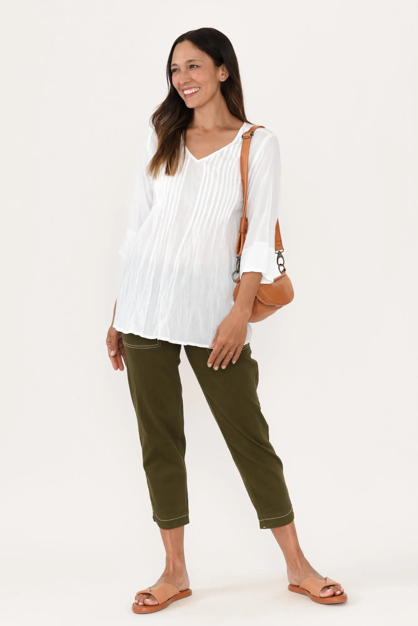 Fia White Sleeved Crinkle Cotton Top sold by Blue Bungalow product image thumbnail 2