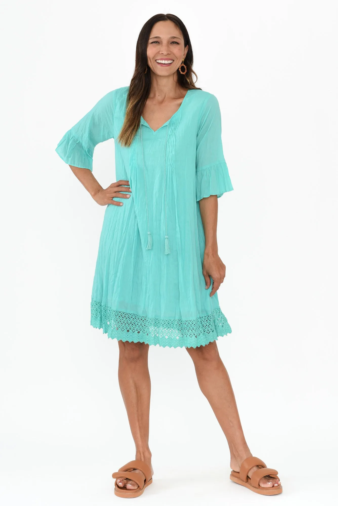 Cayman Ice Blue Cotton Tunic Dress sold by Blue Bungalow product image thumbnail 2