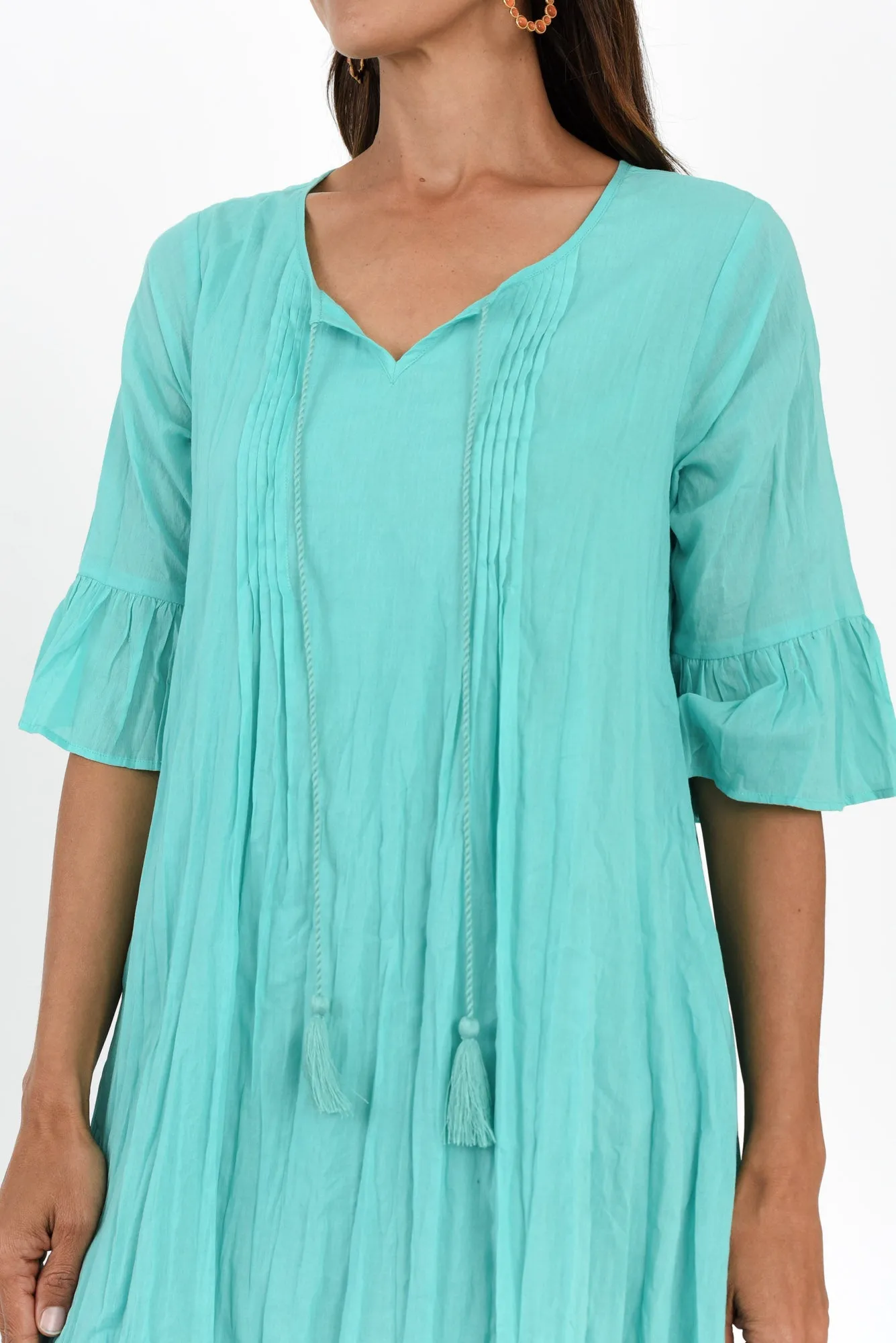 Cayman Ice Blue Cotton Tunic Dress sold by Blue Bungalow product image thumbnail 5