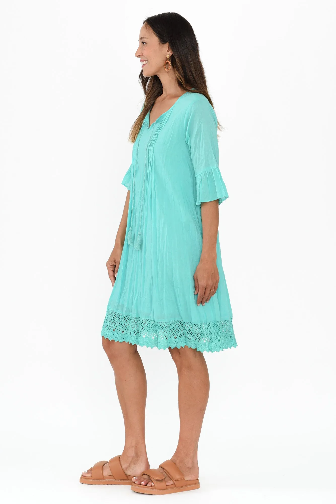 Cayman Ice Blue Cotton Tunic Dress sold by Blue Bungalow product image thumbnail 3