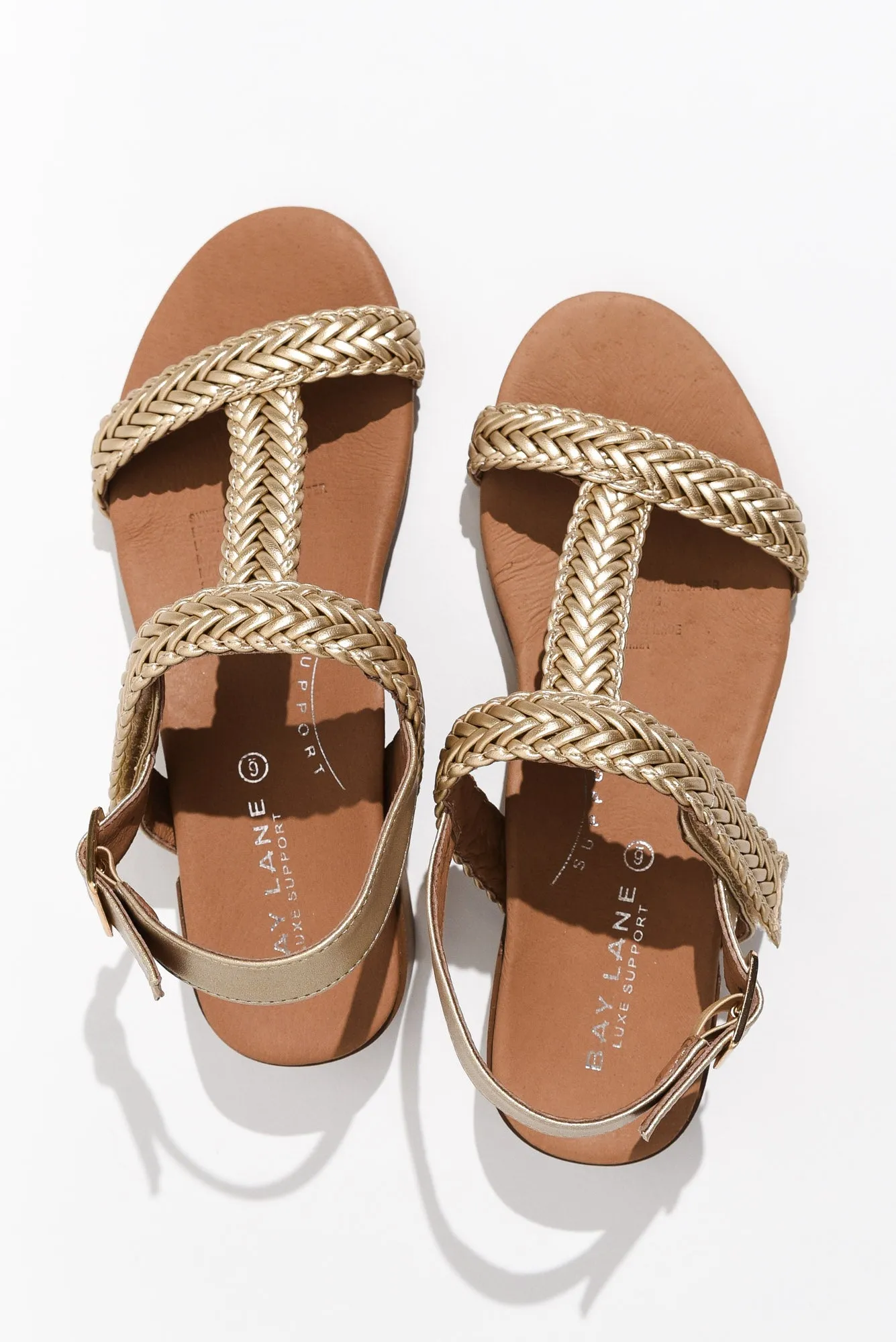 Damzel Gold Leather Woven Sandal sold by Blue Bungalow product image thumbnail 2