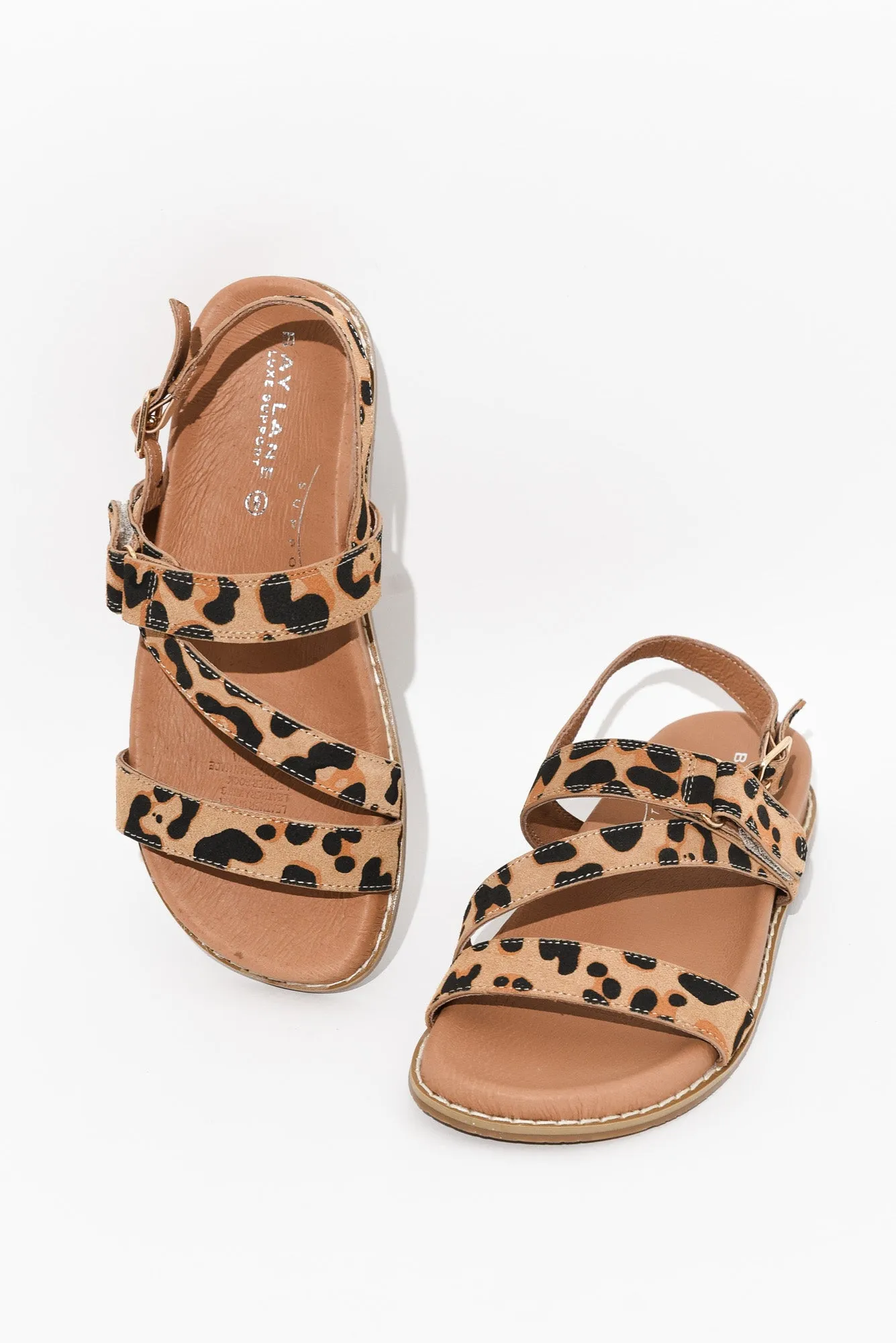 Zorba Brown Leopard Leather Sandal sold by Blue Bungalow