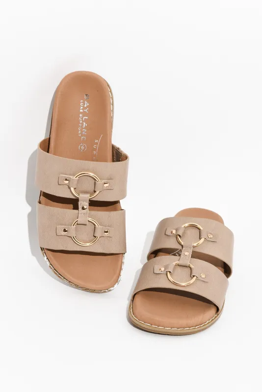 Zuma Taupe Leather Slide sold by Blue Bungalow