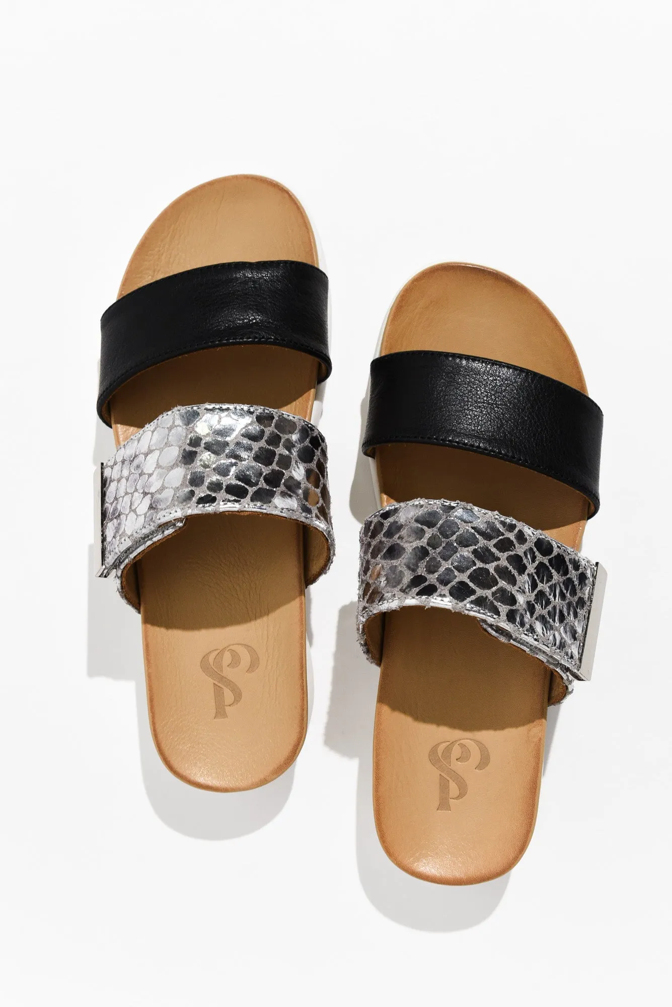 Snap Black Snake Leather Velcro Slide sold by Blue Bungalow product image thumbnail 2