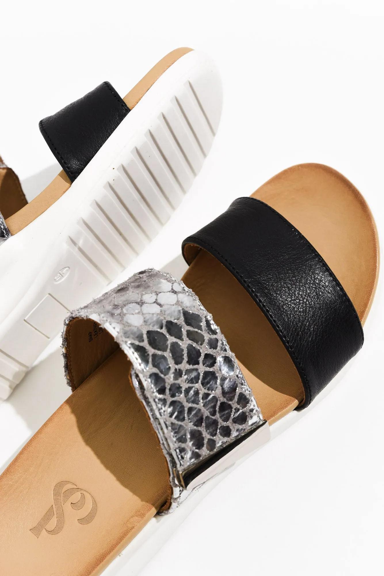 Snap Black Snake Leather Velcro Slide sold by Blue Bungalow product image thumbnail 3
