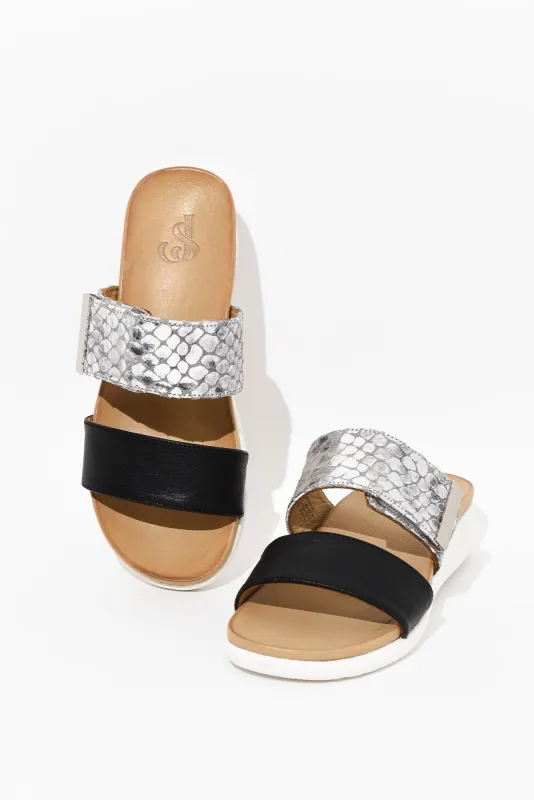 Snap Black Snake Leather Velcro Slide sold by Blue Bungalow