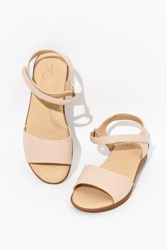 Swan Cream Leather Velcro Sandal sold by Blue Bungalow