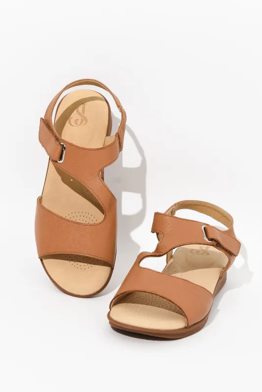 Stie Tan Leather Velcro Sandal sold by Blue Bungalow