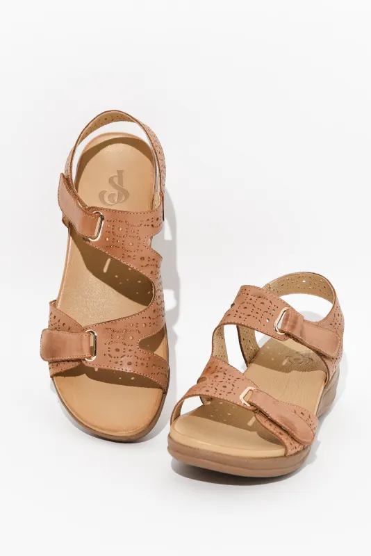 Suit Tan Leather Cut Out Sandal sold by Blue Bungalow