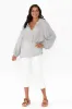 Sussana Light Blue Stripe Linen Tie Top sold by Blue Bungalow