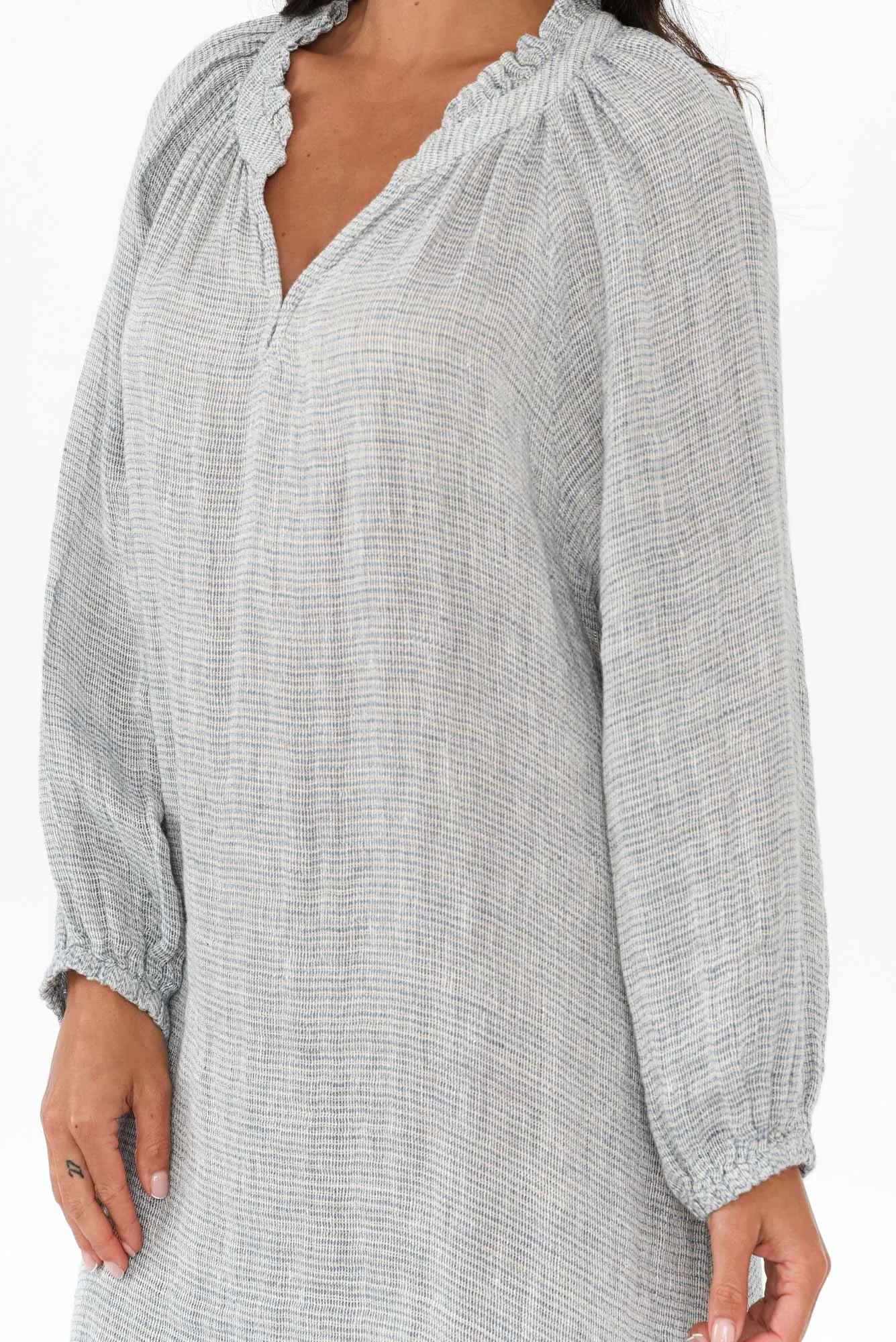 Sierra Light Blue Stripe Linen Dress sold by Blue Bungalow product image thumbnail 5