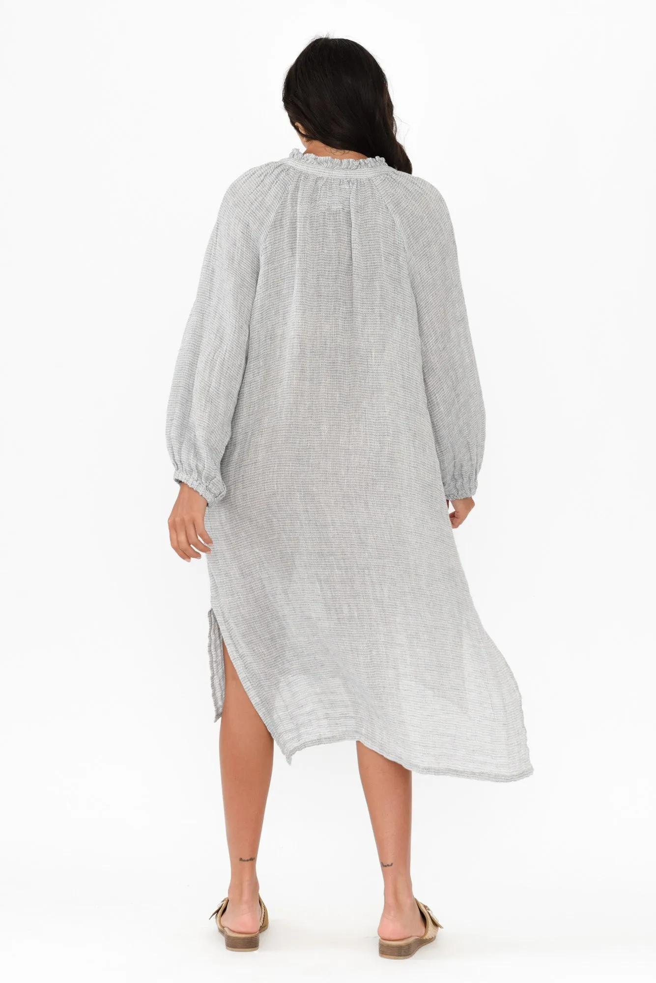 Sierra Light Blue Stripe Linen Dress sold by Blue Bungalow product image thumbnail 4